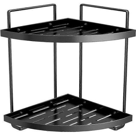 Schwarzes Eckregal für die Badezimmerablage, ideal zur Aufbewahrung des Kühlschranks und anderer Haushaltsutensilien. (1/5)