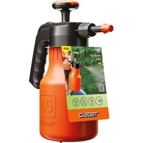 Claber Drucksprühgerät 2 L – Pumpzerstäuber für Garten, Gemüsebeet und Pflanzen, Einstellbare Düse, Chemikalienbeständig