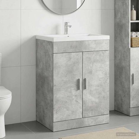 Gabinete de baño debajo del lavabo Gris Hormigón