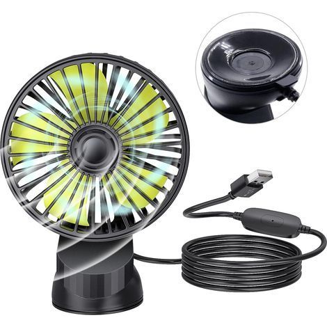 Ventilatore USB per auto con ventosa, 1 pezzo 5V 1A Ventilatore elettrico portatile con ventosa USB Ventilatore da scrivania con 3 velocità per cruscotto auto Finestra Casa Ufficio (1/5)