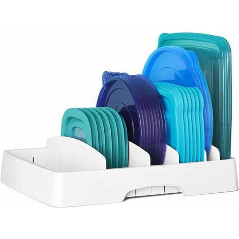 Boîte de rangement, bac plastique moyen pour le placard ou le frigo, bac alimentaire pratique sans couvercle, transparent (1/5)