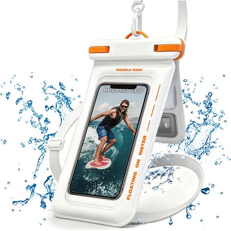 Funda para teléfono impermeable IPX8, universal, con correa, blanca. (1/5)