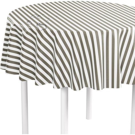 Tovaglia Cerata Grigia a Righe Impermeabile 140 cm (1/5)