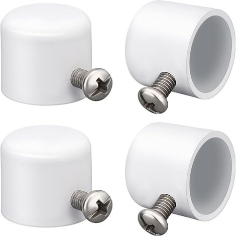 Lot de 4 embouts de tringle à rideaux en fer avec vis pour tringles à rideaux romaines de 1,9 cm de diamètre, blanc (1/5)