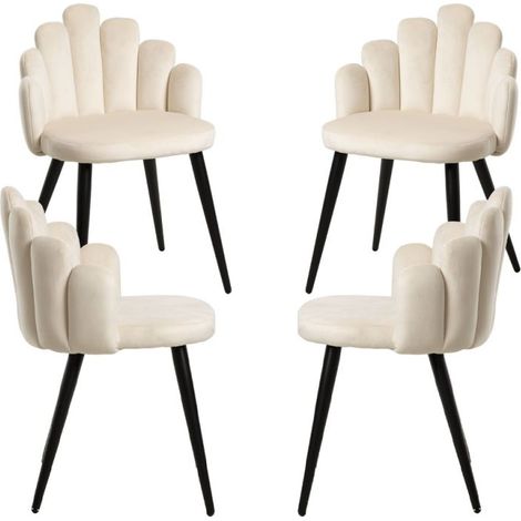 Packs Sillas Comedor - Pack 4 Sillas Hand Patas Negras Terciopelo - Beige (1/5)