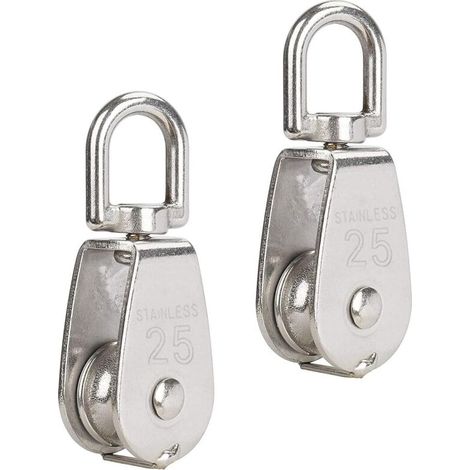 Bardusch-2 poulies M25 inox 304 – charge 150 kg – garage/rideau/corde à linge – argent (1/4)