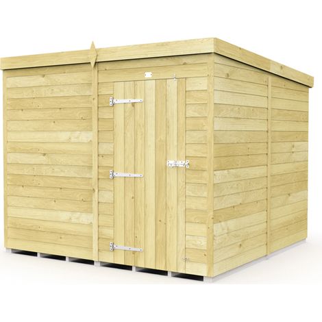 8 x 8 Feet Pent Shed - Single Door Without Windows - Wood - L231 x W243 x H201 cm