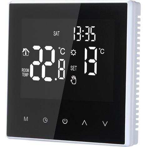 Smart heating thermostat, digital temperature controller, LCD touchscreen, weekly programmable, suitable for underfloor heating and gas boilers, home, school, office (1/5)