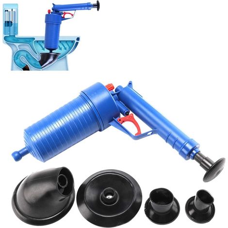 Toilet Plunger Unblocker Plunger High Pressure Toilet Sink Plunger with Adaptors Powerful Unblocking Blockage Remover Tool Effective Sewer Dredge Tool for Kitchen Bathroom (1/5)