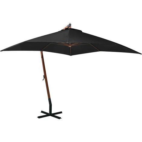Sombrilla colgante con mástil de 3 x 3 m madera maciza de abeto negro 020008716 (1/5)
