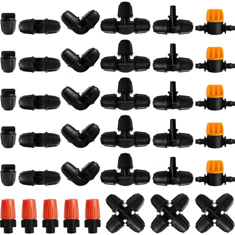 38 Pieces Irrigation Fittings for 4/7mm Tube, Irrigation Water Hose Connector, Garden Irrigation Hose Connector, Barbed Connectors Watering Systems (1/5)