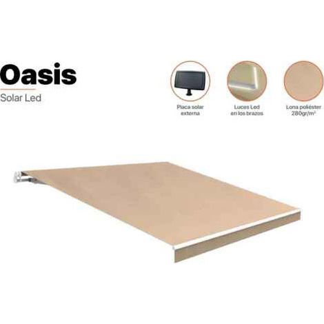 Wasabi - Toldo Exterior Enrollable 4x2,5 Beige - Luces LED - Poliéster