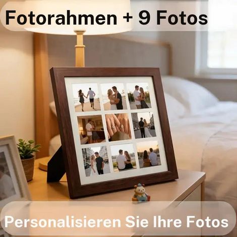 Ortviai – Cadre photo DIY 27 cm à 9 cases – panneau personnalisable avec feutres, accroche murale – compatible photos recadrées, dessins et petits souvenirs (1/5)