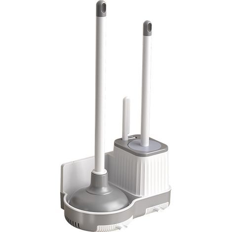 Ensemble brosse de toilette et ventouse avec brosse de nettoyage des crevasses, brosse de salle de bain et brosse de toilette (1/5)