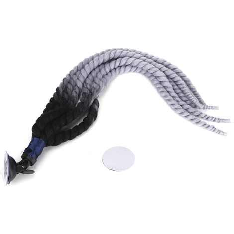 Casque moto femme 27,6 pouces perruque tresses queue de cheval détachable avec ventouse grise (1/5)