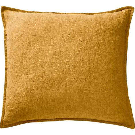 MARGAUX - Taie d'Oreiller 60x60cm Lin Lavé Coloris Miel (1/2)
