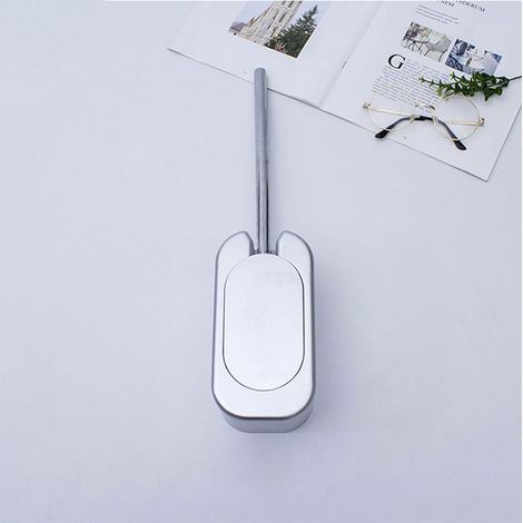 Cepillo de inodoro de silicona, juego de cepillo de inodoro antibacteriano, cepillo de inodoro de mango largo con soporte sanitario (plateado) (1/5)