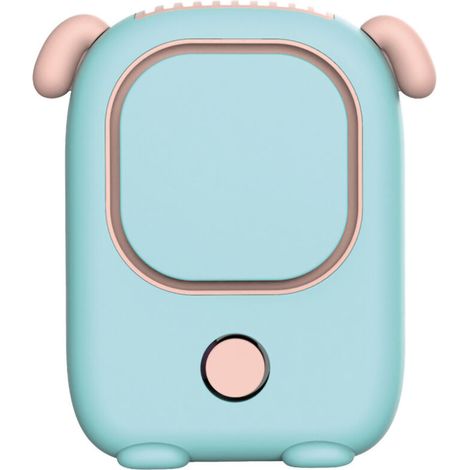 Ventilateur de cou portable sans pales, rechargeable USB, mini ventilateur de bureau bleu pour chien (1/5)