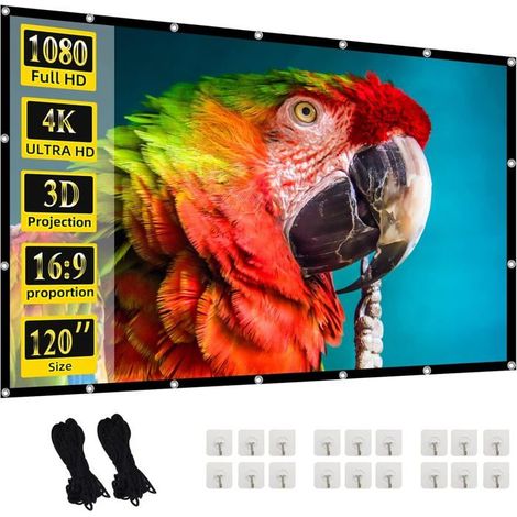 1 écran de projection 120 pouces, format 16:9, pliable et portable pour home cinéma, usage intérieur et extérieur (1/5)