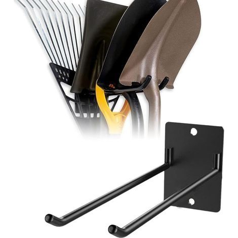 Étagère de rangement murale pour outils de garage, multi-usages, crochets métalliques réglables pour accrocher un râteau, un balai, une serpillère, un snowboard, un entrepôt ou un garage (1/5)