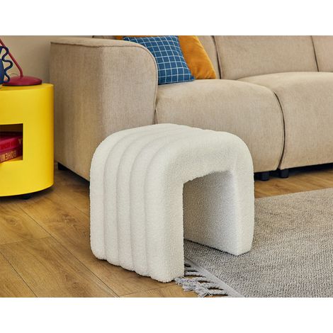 Kenta - pouf - en tissu bouclette - blanc (1/5)