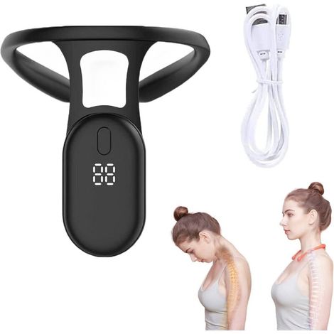 Instrument de massage à ultrasons lymphatique apaisant pour le cou, portable pour soulager les douleurs du cou, masseur lymphatique à ultrasons (noir) (1/4)