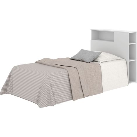 DEKIT TEN - CABECERO CON ESTANTES PARA CAMA JUVENIL DE 90 - BLANCO - 96 x 23,4 x 99 cm (1/4)