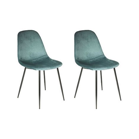 Lot de 4 Chaises - HOME DECO FACTORY - Gulia - Velours Côtelé - Bleu (1/10)