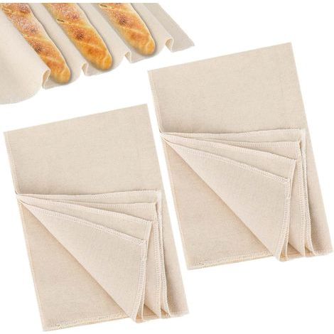 Lot de 2 grands torchons de boulangerie (45 x 75 cm) en lin, pour la fermentation du pain. (1/5)