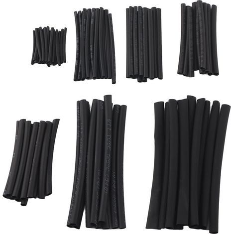 200 Stück schwarze Schrumpfschläuche, Schrumpfverhältnis 2:1, Druckfestigkeit 10,4 MPa, Temperaturbereich 70–110 °C (1/5)