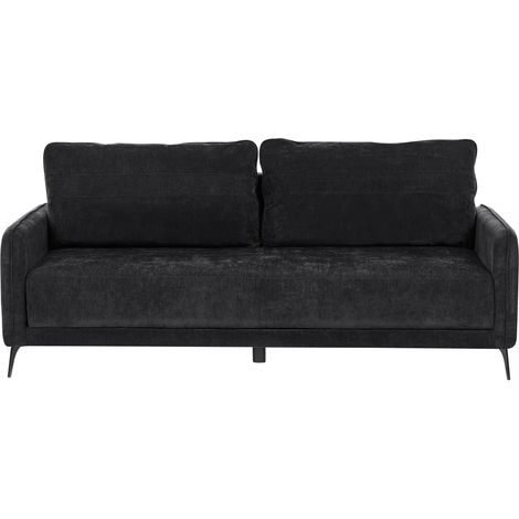Sofá minimalista de tela 3 plazas con función de cama de poliéster negro patas de metal Heming (1/5)