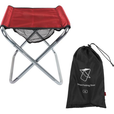 Tragbarer, faltbarer Outdoor-Hocker aus Aluminiumlegierung, ideal für Camping und kreative Hobbys (große Größe, rot).