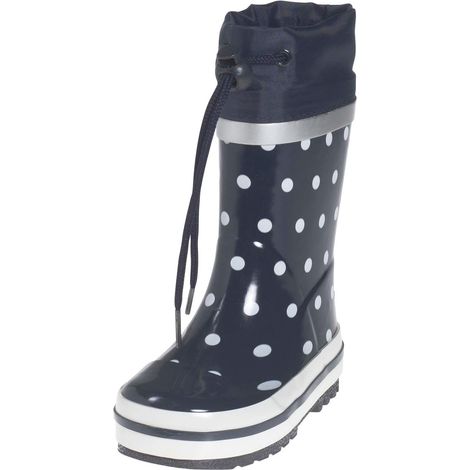 Kindergummistiefel - Playshoes - Marineblau mit Punkten, Größe 28-29