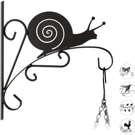2pcs Crochet mural pour plantes escargot suspensions pot de fleurs en métal décoration de jardin 30 x 28cm (1/4)