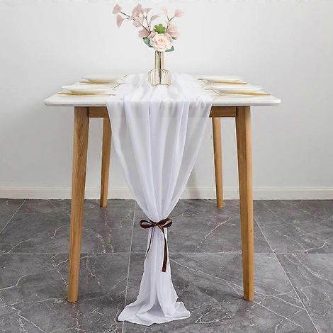 Chemin de table en mousseline, 305 x 72 cm, décoration de table, chemin de table romantique pour mariage, tissu en tulle décoratif (1/5)