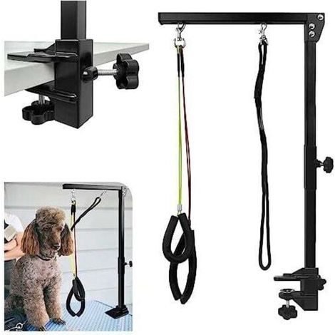Fellpflegearm Höhenverstellbar Haustier Fellpflege Arm 35 Zoll Faltbarer Haustierpflegearm mit Klemme & No-Sit-Hüfthaltern & Schlaufe Pet Grooming Arm für große-kleine Hunde NAIZY