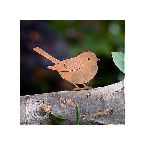 4er-Set Gartenornamente „Rostrotter Vogel“ – 4 verschiedene Ausführungen