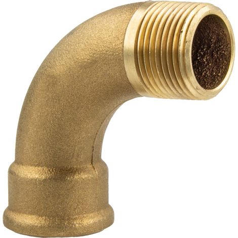tecuro Bogen 90° lang, Innengewinde Rp x Außengewinde G 1 Zoll - MS-blank CW617N (1/4)