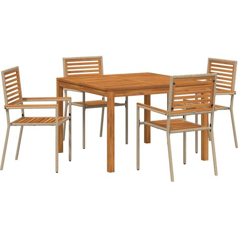 Maison Exclusive - Set da Pranzo per Giardino 5 pcs Beige Legno di Acacia Massello