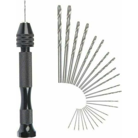 MIni perceuse main Twist Drill Bits +25 micro forets hlicodaux sans fil en Aluminium Pin Vise Outils Rotatifs forets hlicodaux (1/4)