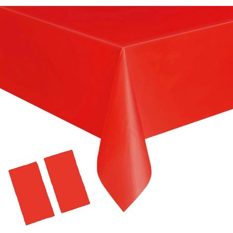 2x Einweg Tischdecke Rot 137x274cm Kunststoff Wasserdicht für Partys
