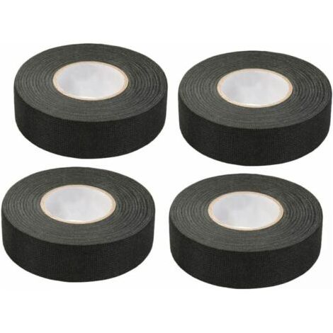 4 Pieces Black Self-Adhesive Tape (1.5 cm x 15 m) - Car Cloth Tape, High Temperature Adhesive Tape, Strong Black Tape, Fabric Tape, Car Wiring Harness Tape (1/5)
