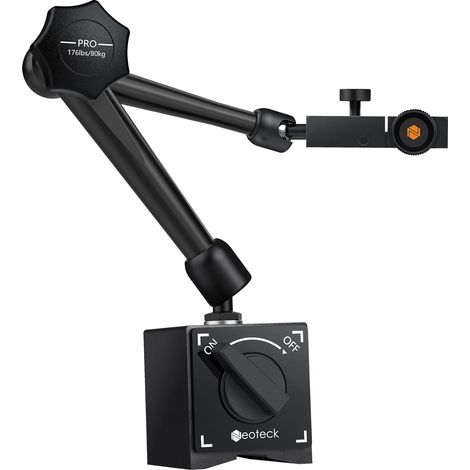 80KG Base Magnétique avec Bras Articulé pour Indicateur Numérique ou à Cadran – Support en Acier avec Interrupteur ON/OFF – Pour Usinage et Mesure de Précision - Noir (1/5)