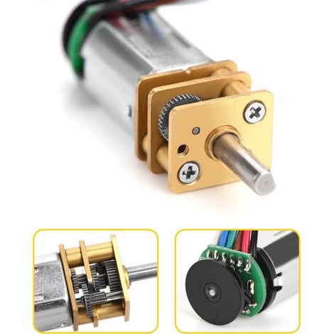 Moteur à engrenages 6V 2W GBMQ-GM12BY20 avec encodeur Hall à disque magnétique codé (6V 30 tr/min) (1/5)