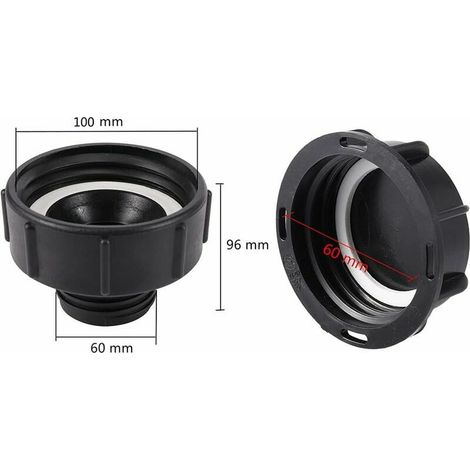 Adattatore IBC S100x8 → S60x6 (filetatura grezza) con tappo, per serbatoi IBC, raccolta acqua piovana, rubinetti, irrigazione (1/3)