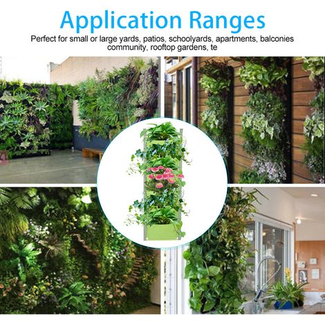 Sac de Culture Vertical 6 Poches Hanging Planter Pour Mur - Felt Vert - 30x88cm (1/5)
