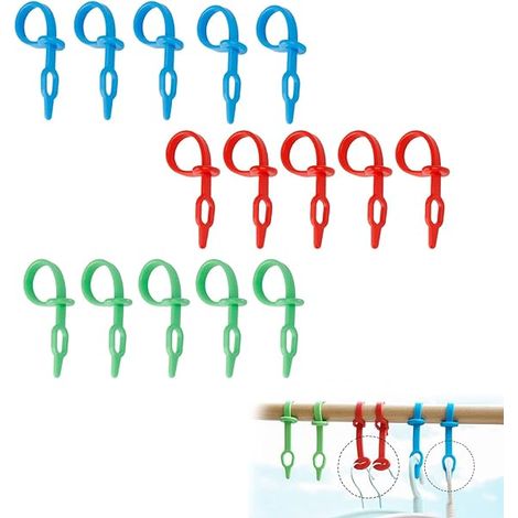 15 crochets de fixation coupe-vent pour cintres, crochets antidérapants pour cintres, gain de place pour cintres, pour éviter que les cintres ne s'emmêlent. (1/5)