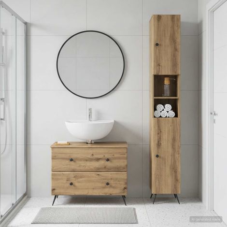 vidaXL 2 Piece Bathroom Cabinet Set BREDA Artisan Oak Engineered Wood (1/5)