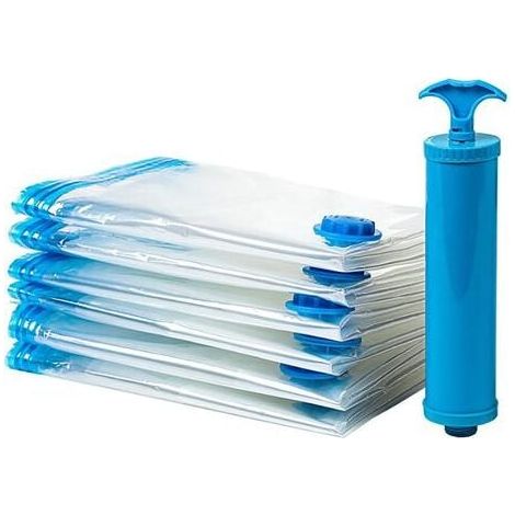 Set of 6 vacuum bags with pump – 80 x 120 cm – blue, XXL vacuum bags MUMU (1/4)