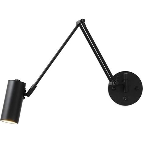 Teleskop-Wandleuchte mit neigbarem Arm, Leselampe für Büro oder Arbeitszimmer, schwenkbar und faltbar (langer Arm)